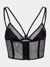 Dolce & Gabbana Logo-Plaque Semi-Sheer Bustier Top