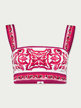 Dolce & Gabbana Majolica Cotton Poplin Crop Top