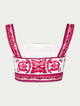 Dolce & Gabbana Majolica Cotton Poplin Crop Top