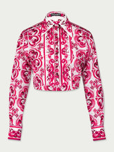 Dolce & Gabbana Majolica Printed Cropped Cotton Shirt