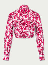 Dolce & Gabbana Majolica Printed Cropped Cotton Shirt