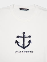 Dolce & Gabbana Marina-Print Short-Sleeved White T-Shirt