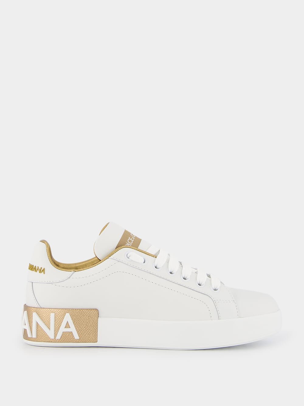 Dolce Gabbana Portofino Gold Leather Sneakers Fashion Clinic