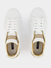 Dolce & Gabbana Portofino Gold Leather Sneakers