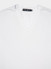 Dolce & Gabbana White V-Neck Cotton T-Shirt