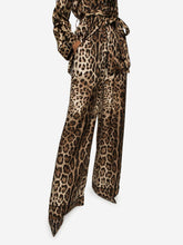 Dolce & Gabbana Leopard Print Wide-Leg Silk Trousers