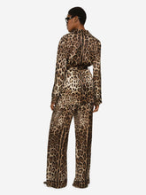 Dolce & Gabbana Leopard Print Wide-Leg Silk Trousers
