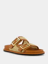 Fendi Double-Band Flat Leather Slides