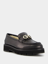 Ferragamo Moccasin with Gancini Ornament and Wool Lining