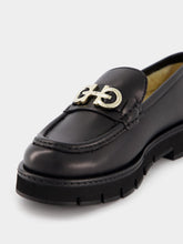 Ferragamo Moccasin with Gancini Ornament and Wool Lining