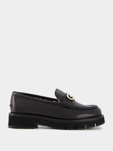 Ferragamo Moccasin with Gancini Ornament and Wool Lining