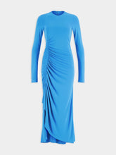 Givenchy Draped L/S C-Neck Long Dress
