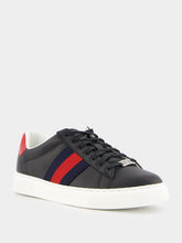 Gucci Ace Web-Trim Leather Sneakers