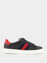 Gucci Ace Web-Trim Leather Sneakers