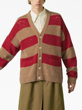 Gucci GG-Perforated Striped Wool Cardigan