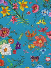 Gucci Light Blue Flora Print Silk Carré