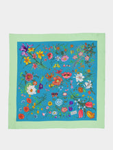 Gucci Light Blue Flora Print Silk Carré