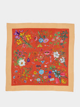Gucci Orange Flora Print Silk Carré
