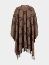 Gucci Reversible Jumbo GG Cashmere Brown Poncho