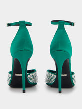 Gucci Crystal Satin High Heel Sandals