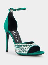 Gucci Crystal Satin High Heel Sandals