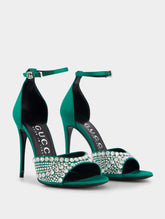 Gucci Crystal Satin High Heel Sandals