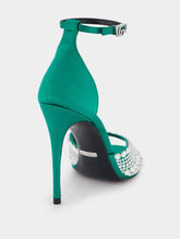 Gucci Crystal Satin High Heel Sandals