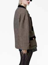 Gucci Velvet-Trim Wool-Blend Herringbone Coat