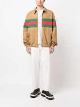 Gucci Web-Stripe Zip-Up Cotton Shirt Jacket