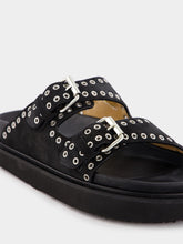 Isabel Marant Lennyo Eyelet-Embellished Black Sandals