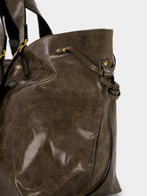 Isabel Marant Wardy Crinkle-Effect Leather Brown Tote Bag