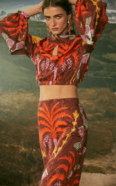 Johanna Ortiz Cosmogony Tobacco Candente Midi Skirt