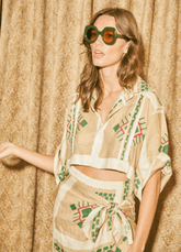 Johanna Ortiz Guapi Cropped Linen Shirt