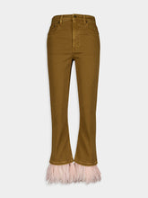 La DoubleJ Feather-Trim Cropped Trousers