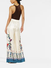 La DoubleJ Floral-Placement Palazzo Silk Pants