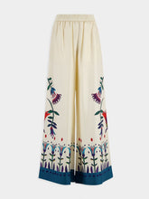 La DoubleJ Floral-Placement Palazzo Silk Pants