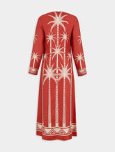 La DoubleJ Palm Tree-Print Silk Maxi Dress