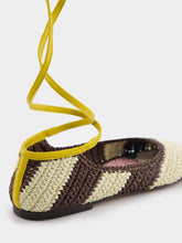 La DoubleJ Veneziana Striped Raffia Ballerina Shoes