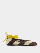 La DoubleJ Veneziana Striped Raffia Ballerina Shoes