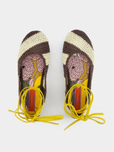 La DoubleJ Veneziana Striped Raffia Ballerina Shoes