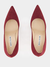 Manolo Blahnik BB 70 Red Suede Pointed Toe Pumps