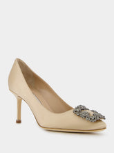 Manolo Blahnik Hangisi 70mm Champagne Jewel Buckle Pumps