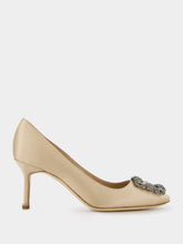 Manolo Blahnik Hangisi 70mm Champagne Jewel Buckle Pumps