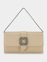 Manolo Blahnik Satin Jewel Buckle Clutch