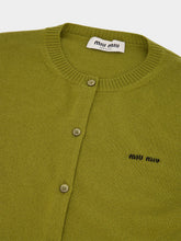 Miu Miu Slim-Fit Green Cashmere Knit Cardigan