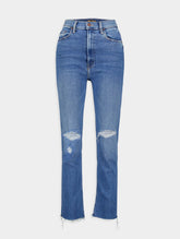 Mother High-Waisted Rider Ankle Fray Jeans