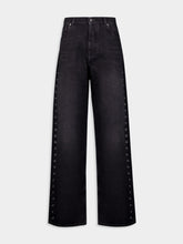 Off-White Eyelet Wide-Leg Jeans