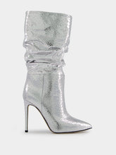 Paris Texas Snakeskin-Effect Metallic Leather Boots