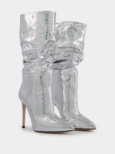 Paris Texas Snakeskin-Effect Metallic Leather Boots