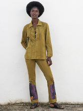 Paula Chakakan Leather V-Neck Blouse